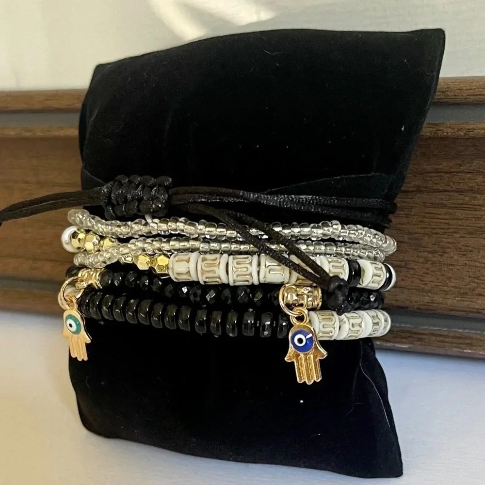 Hand Crafted Evil Eye Fashion Bracelet Stackable Set‎